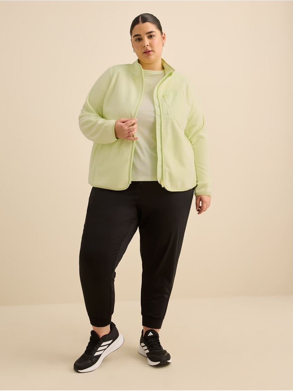 Polar Fleece Mock-Neck Jacket - Active Zone Lime Cream - Picture 2 of 5